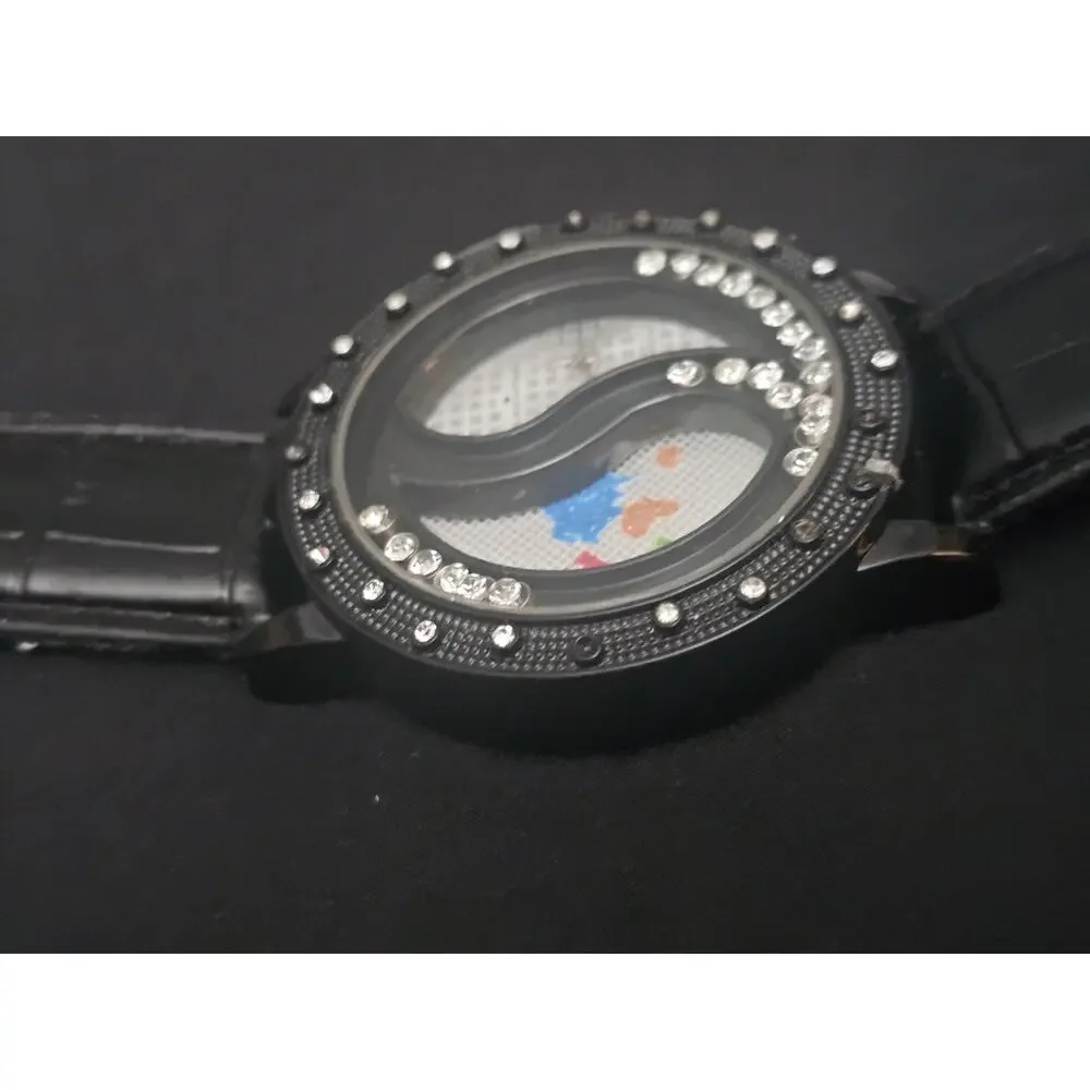51.6mm watch yingyang map&Analog bezel w/genuine black Leather band